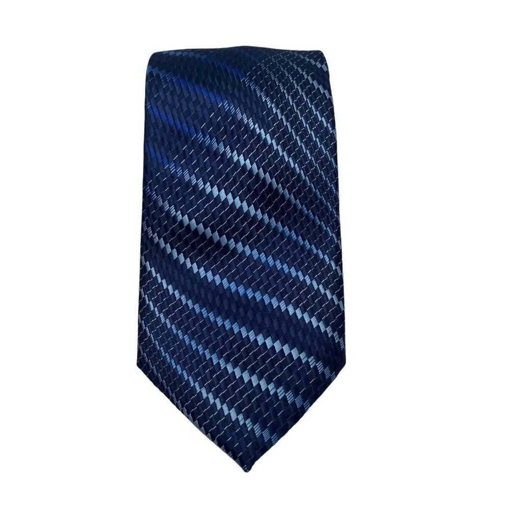 Massimo Tie Blue Textured Formal 60"x 3.5" Italy Microfiber Luxury‎ Blue